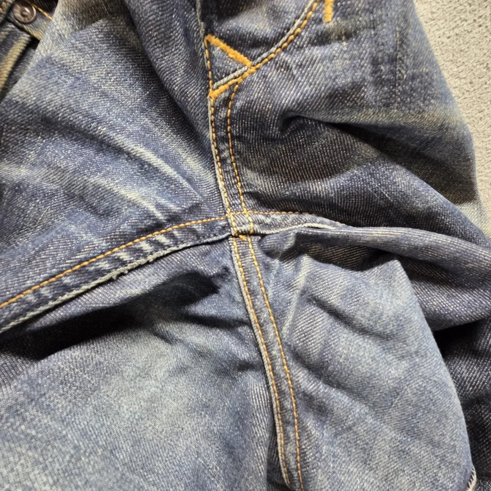 Diesel Jeans Mens 32x32 Blue Larkee Regular Straight Distressed Button Fly 0806W